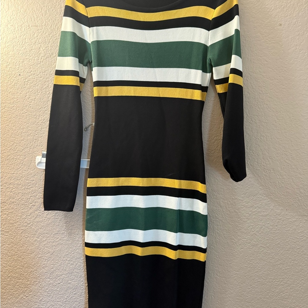 Elegant Striped Long Sleeve Dress - NWOT